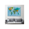 Dünya Haritası Ülke Başkentli Okyanuslu ve Dekoratif Kanvas Tablo  2231