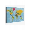 Dünya Haritası Ülke Başkentli Okyanuslu ve Dekoratif Kanvas Tablo 2243