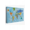 Dünya Haritası Ülke Başkentli Okyanuslu ve Dekoratif Kanvas Tablo 2261
