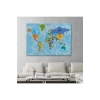 Dünya Haritası Ülke Başkentli Okyanuslu ve Dekoratif Kanvas Tablo 2261
