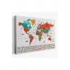 Dünya Haritası Ülke Bayraklı ve Başkentli Kanvas Tablo 1923