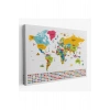 Dünya Haritası Ülke Bayraklı ve Başkentli Kanvas Tablo 1949