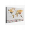 Dünya Haritası Ülke Bayraklı ve Dekoratif Kanvas Tablo 2381