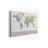 Dünya Haritası Ülke Bayraklı ve Dekoratif Kanvas Tablo 2385