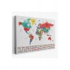 Dünya Haritası Ülke Bayraklı ve Dekoratif Kanvas Tablo 2393