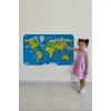 Eğitici Dünya Haritası Dünya Atlası Çocuk ve Bebek Odası Duvar Sticker-60x105-3774