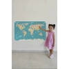 Eğitici Dünya Haritası Dünya Atlası Çocuk ve Bebek Odası Duvar Sticker-60x105-3776