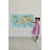 Eğitici Dünya Haritası Dünya Atlası Çocuk ve Bebek Odası Duvar Sticker-60x105-3782