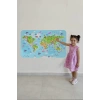 Eğitici Dünya Haritası Dünya Atlası Çocuk ve Bebek Odası Duvar Sticker-60x105-3783
