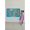 Eğitici Dünya Haritası Dünya Atlası Çocuk ve Bebek Odası Duvar Sticker-60x105-3787