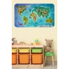 Eğitici Dünya Haritası Dünya Atlası Çocuk ve Bebek Odası Duvar Sticker -60x105-3800