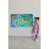 Eğitici Dünya Haritası Dünya Atlası Çocuk ve Bebek Odası Duvar Sticker -60x105-3800