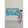 Eğitici Dünya Haritası Dünya Atlası Çocuk ve Bebek Odası Duvar Sticker -60x105-3802