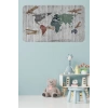 Eğitici Dünya Haritası Dünya Atlası Çocuk ve Bebek Odası Duvar Sticker -60x105-3804