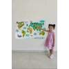 Eğitici Dünya Haritası Dünya Atlası Çocuk ve Bebek Odası Duvar Sticker -60x105-3807