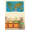 Eğitici Dünya Haritası Dünya Atlası Çocuk ve Bebek Odası Duvar Sticker -60x105-3808