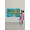 Eğitici Dünya Haritası Dünya Atlası Çocuk ve Bebek Odası Duvar Sticker -60x105-3808