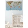Eğitici Dünya Haritası Dünya Atlası Çocuk ve Bebek Odası Duvar Sticker -60x105-3824