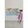 Eğitici Dünya Haritası Dünya Atlası Çocuk ve Bebek Odası Duvar Sticker -60x105-3824