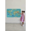 Eğitici Dünya Haritası Dünya Atlası Çocuk ve Bebek Odası Duvar Sticker -60x105-3829