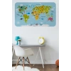 Eğitici Dünya Haritası Dünya Atlası Çocuk ve Bebek Odası Duvar Sticker -60x105-3830