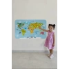 Eğitici Dünya Haritası Dünya Atlası Çocuk ve Bebek Odası Duvar Sticker -60x105-3830
