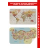 Eğitici - Öğretici Dünya ve Türkiye Haritası Çocuk Odası Duvar Sticker-60x105-3890
