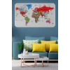 Eğitici Ülke ve Başkent Detaylı Atlası Dünya Haritası Duvar Sticker -60x105-3853