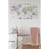 Eğitici ve Bayraklı Dünya Haritası Dünya Atlası Çocuk ve Bebek Odası Duvar Sticker -60x105-3813