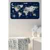 Eğitici ve Bayraklı Dünya Haritası Dünya Atlası Çocuk ve Bebek Odası Duvar Sticker-60x105-3819