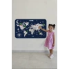 Eğitici ve Bayraklı Dünya Haritası Dünya Atlası Çocuk ve Bebek Odası Duvar Sticker-60x105-3819