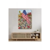 Güzel Bahçe İçierisindeki Amerka Bayrağı Duvar Tablosu-6278
