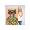 Kokoş Leopar, Çiçek Taçlı Sosyetik Leopar Tablosu -6325