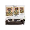 Kokoş Leopar, Çiçek Taçlı Sosyetik Leopar Tablosu -6325