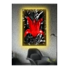 Led Işıklı Siyah Kırmızı Çiçek Kanvas Tablo