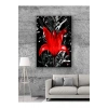 Led Işıklı Siyah Kırmızı Çiçek Kanvas Tablo