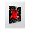 Led Işıklı Siyah Kırmızı Çiçek Kanvas Tablo