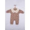 Leopar Dama Desenli % 100 Pamuk Kız Bebek Tulum