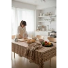 Modern Ekose Masa Örtüsü Yıkanabilir Pamuklu Günlük, Çeyizlik Sofra Örtüsü 140 x 200 cm