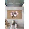 Pembe Kapı Önü Paspası Hello Love Desen  K-3291