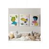 Pop Art Renkli Dekoratif Duvar Tablosu Üçlü Set-ES-117