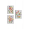 Renkli Çiçekler Suluboya Görünümlü Dekoratif Duvar Tablosu Üçlü Set-EI-108
