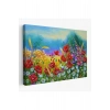 Renkli Çiçekler Yağlıboya Görünüm Dekoratif Kanvas Duvar Tablosu-3749