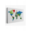 Renkli Dünya Haritası Kanvas Tablo 1014
