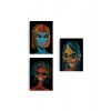 Renkli Pop Art Kadınlar Dekoratif Duvar Tablosu Üçlü Set-EU-120