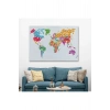 Renkli Ülke İsimli Dünya Haritası Kanvas Tablo 1011