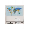 Türkçe Detaylı Dünya Haritası Dekoratif Renkli Zeminli Kanvas Tablo 1707
