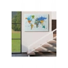 Türkçe Detaylı Dünya Haritası Dekoratif Renkli Zeminli Kanvas Tablo 1707