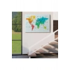 Türkçe Detaylı Dünya Haritası Dekoratif Renkli Zeminli Kanvas Tablo 1709