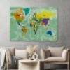 Türkçe Dünya Haritası Ayrıntılı Eğitici-Öğretici Okyanuslu Dekoratif Kanvas Tablo 2502